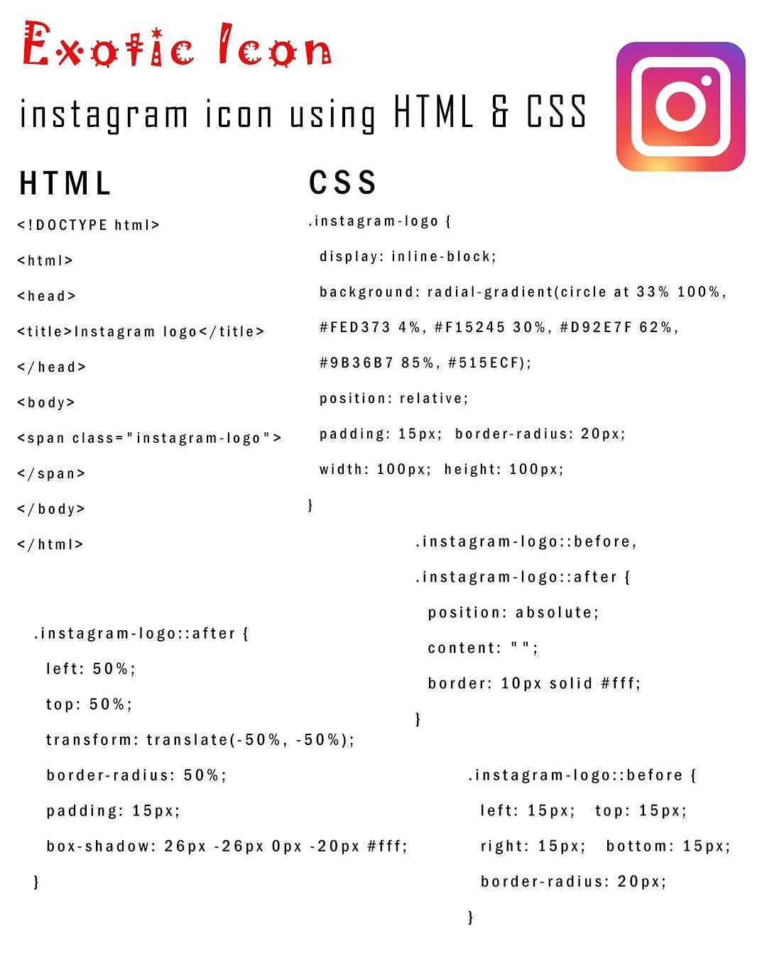 Creating Instagram icon using HTML & CSS | by kalaimani raja | Medium