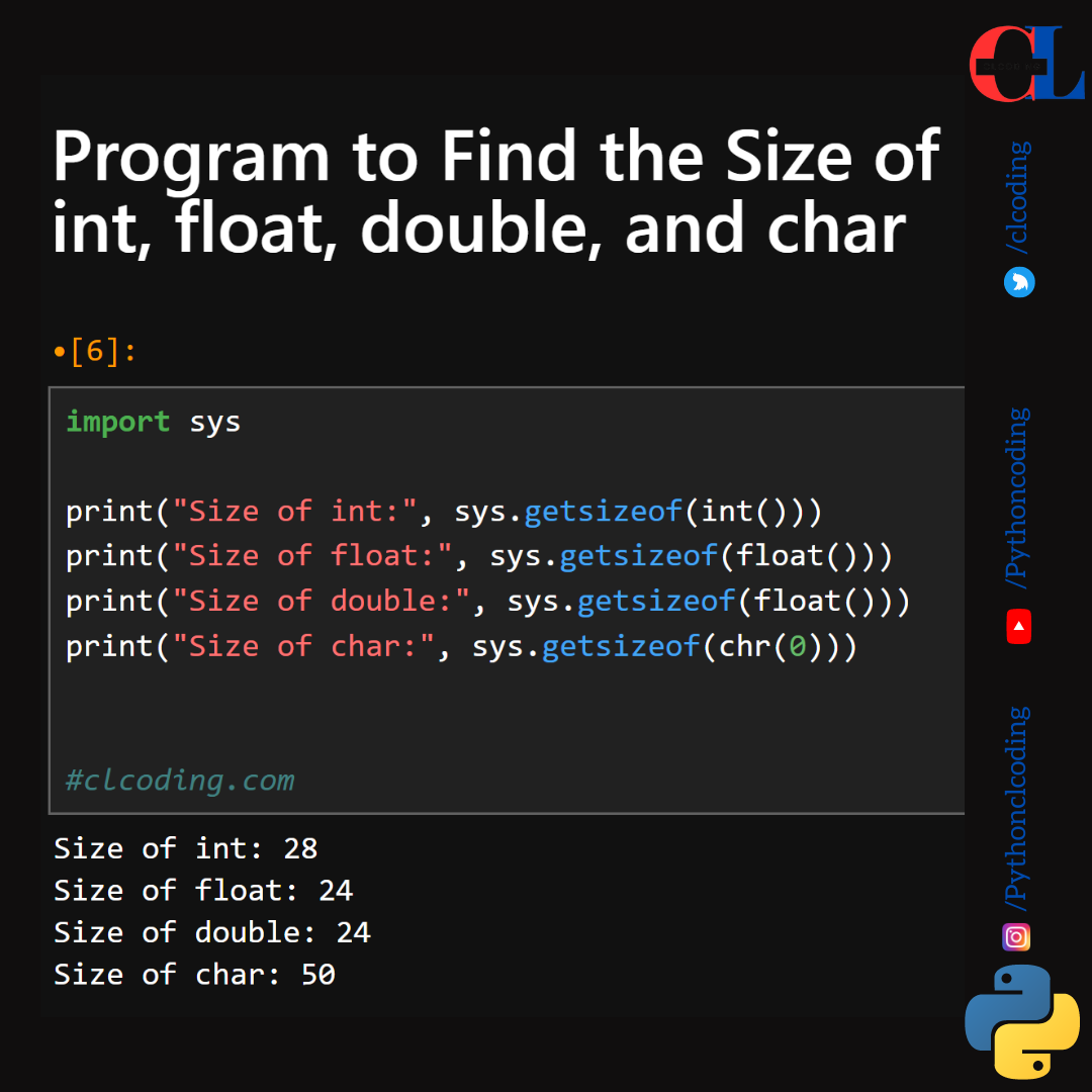 Program to Find the Size of int, float, double, and char - New ...