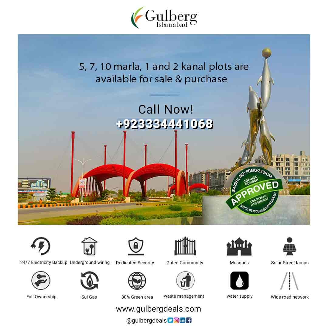 Plots For Sale In Gulberg Green Islamabad Buy 5 Marla, 7 Marla, 10 Marla, 12 Marla, 1 Kanal and