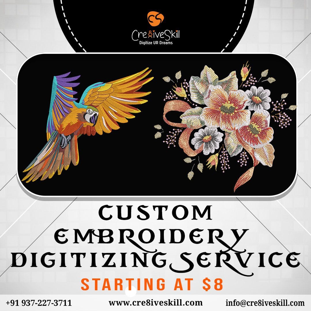 Custom Embroidery Digitizing Service — Cre8iveSkill Cre8iveSkill Medium