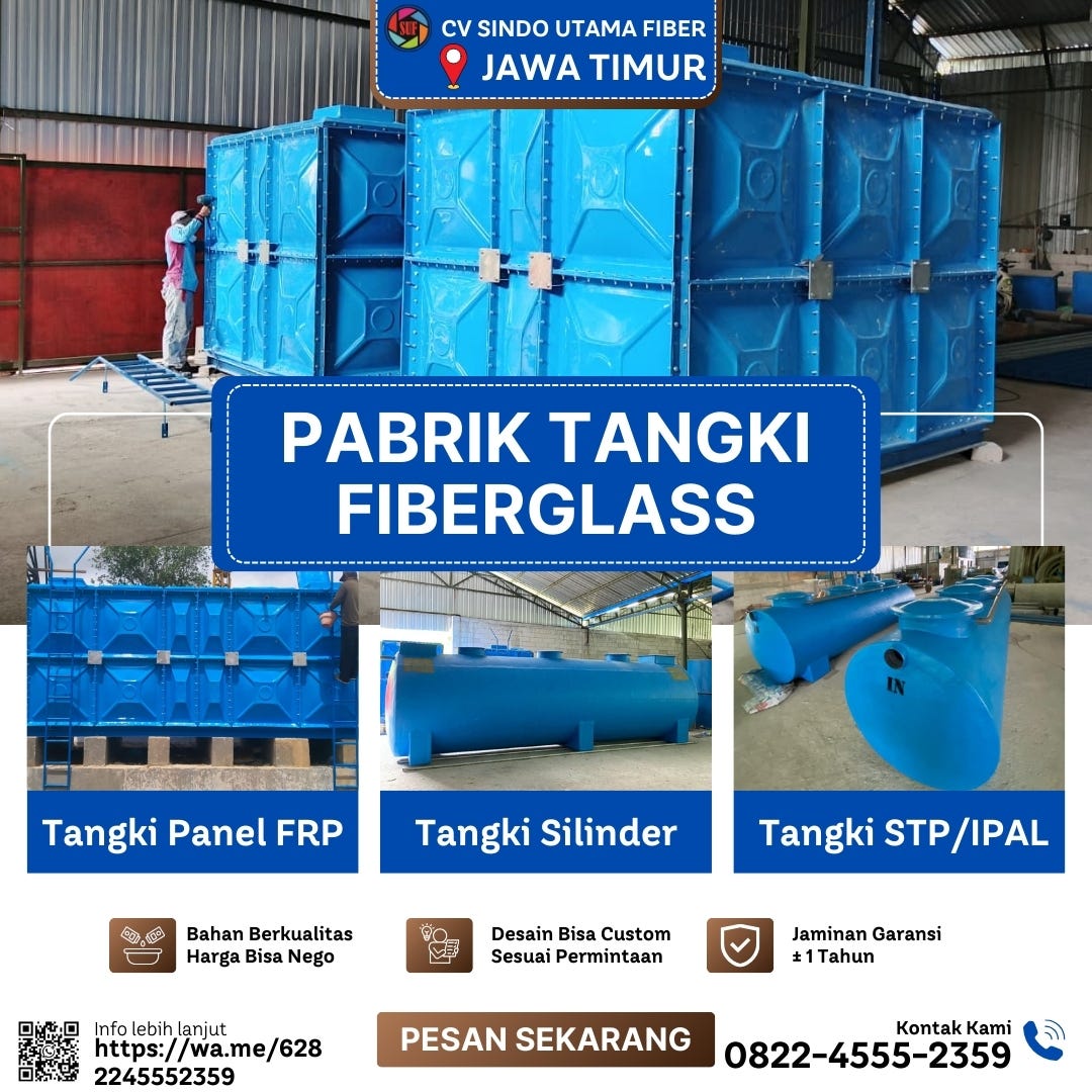 HP/WA 0822–4555–2359, BESTPRICE! Pabrik Tangki Fiberglass FRP MBG 3000 Liter Wonosobo Jawa Tengah