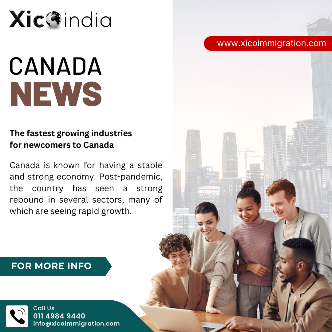 The fastest growing industries for to Canada. Xico India