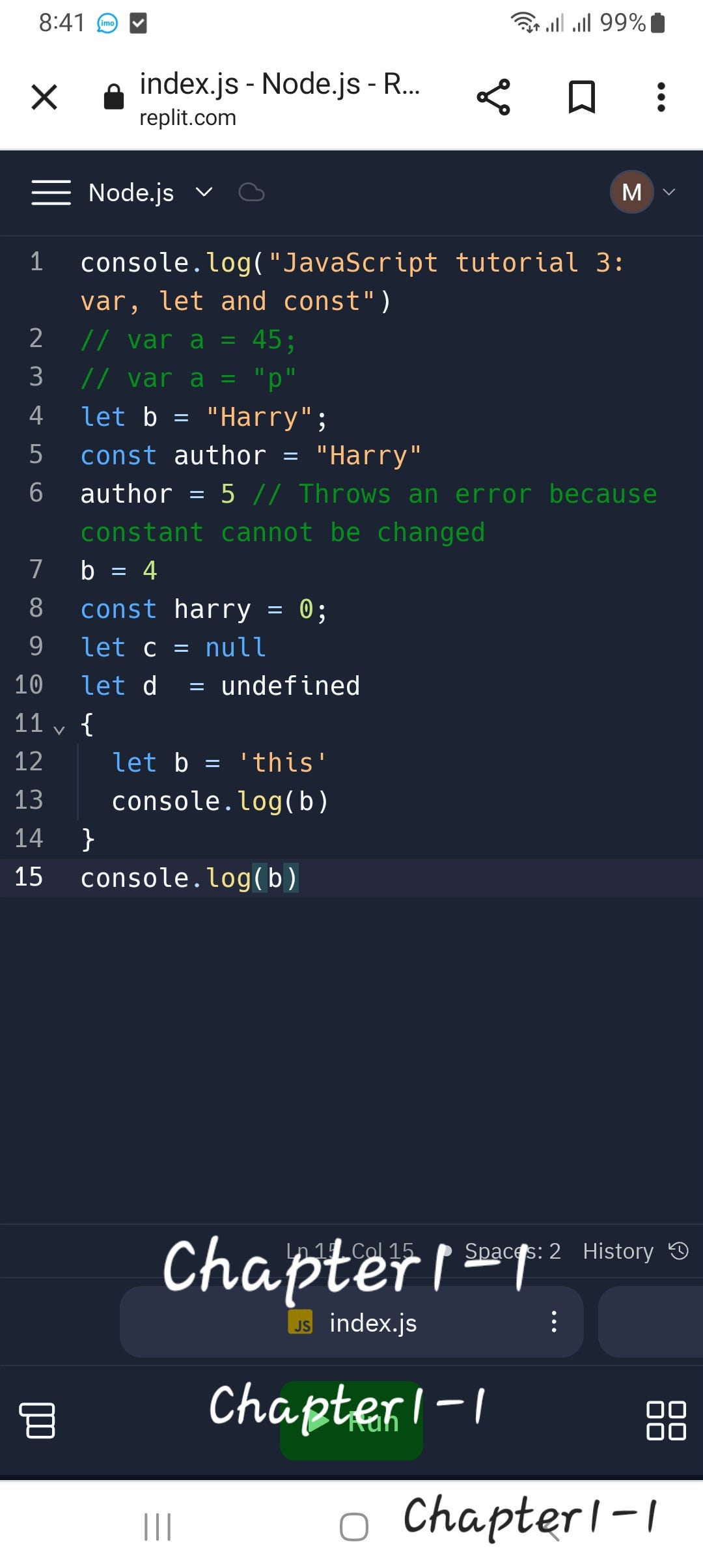 JavaScript Chapter-1 Variables Notes CodewithHarry - Abul kalam Azad ...