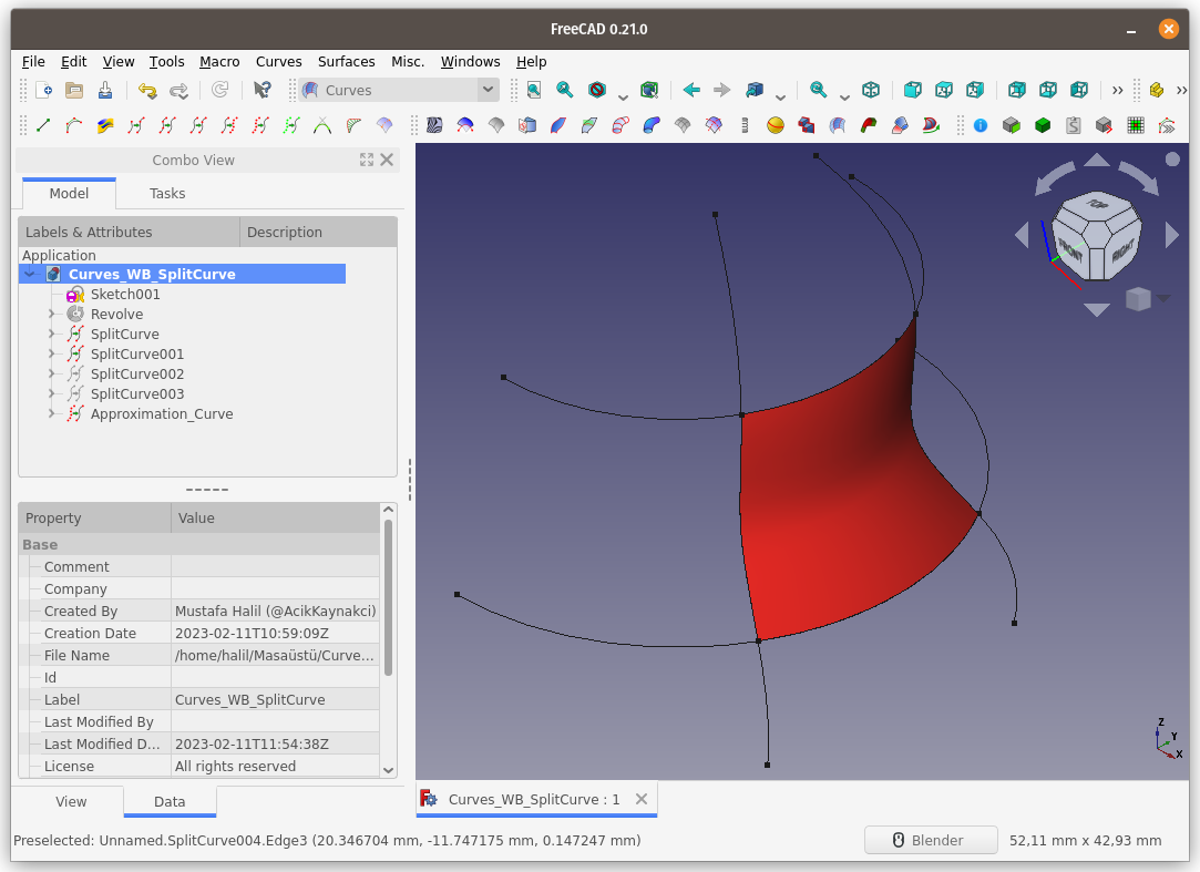 Curves Workbench > Split Curve. Split Curve komutu, seçili eğri(ler)i ...
