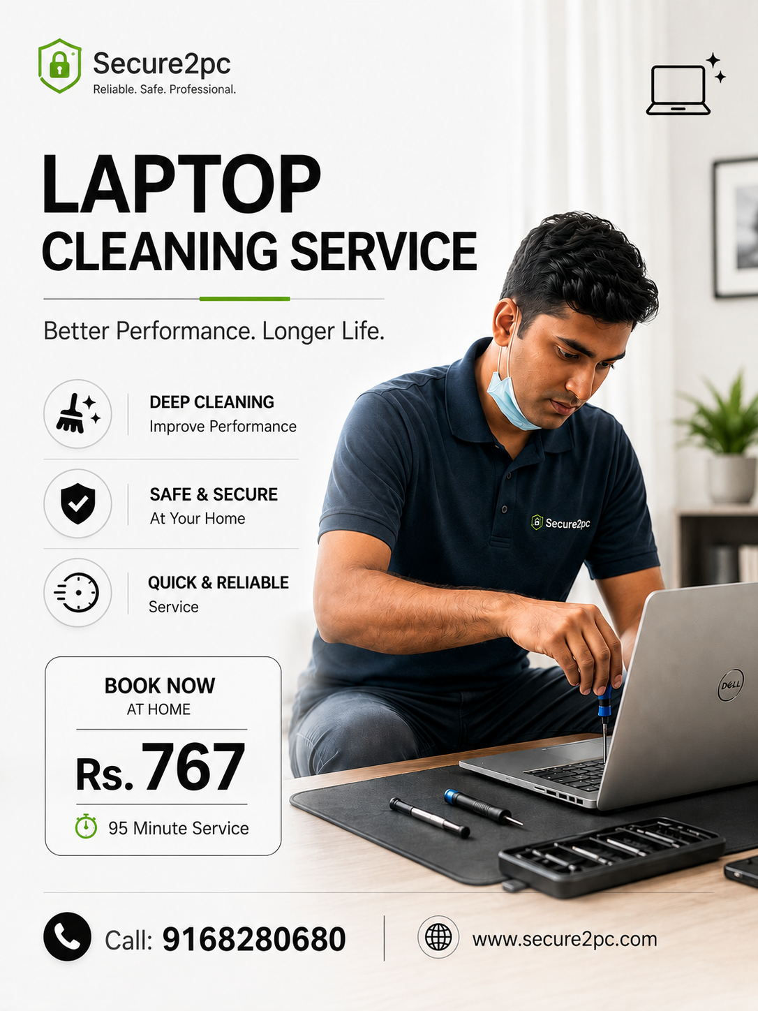 Laptop Cleaning Service Cost Near Me: 95-Min At-Home Service Rs.767 in Pune | Secure2pc