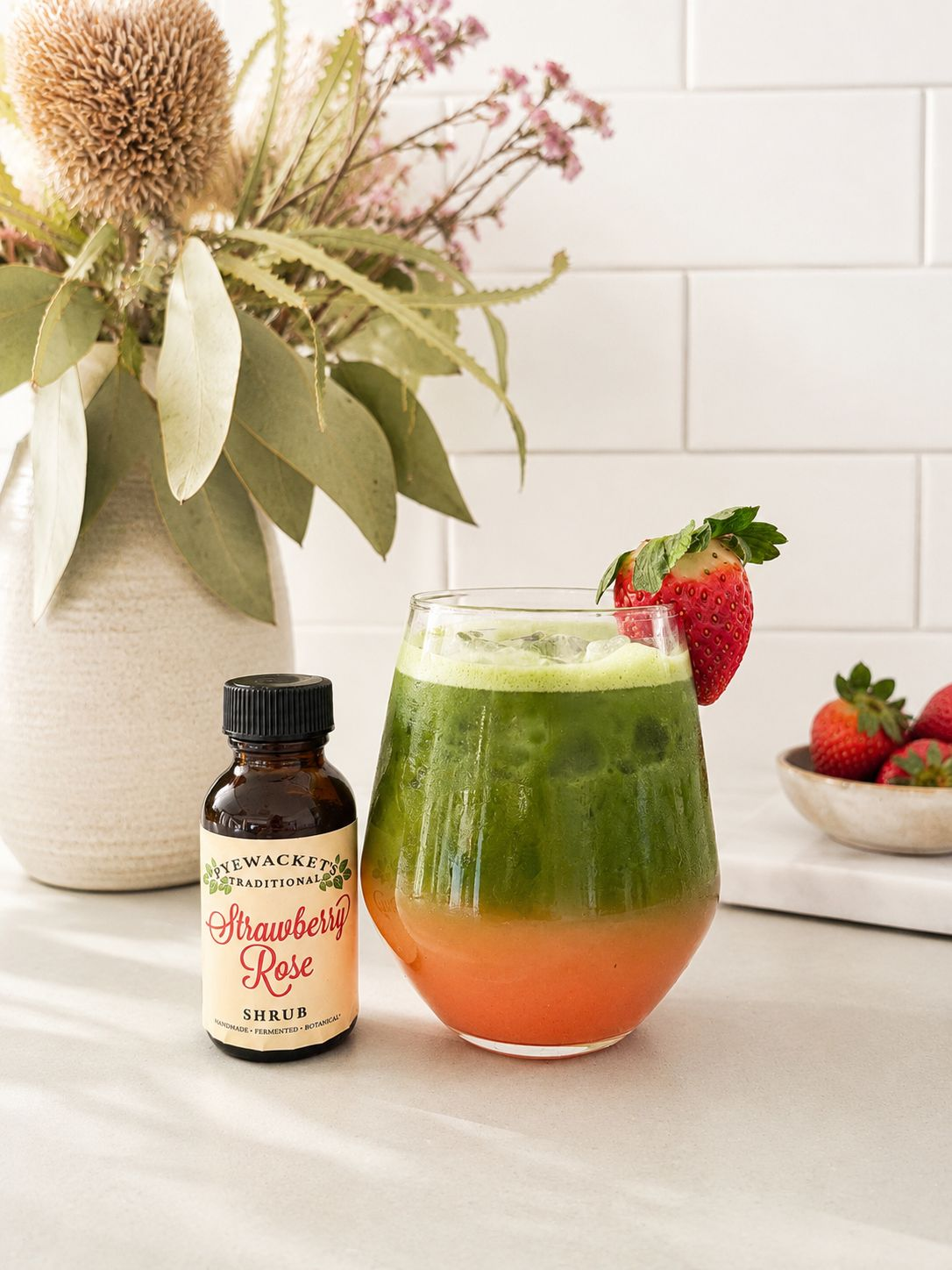 Strawberry Rose Matcha Coconut Spritz: A Tropical Twist On Matcha | OHAYŌ Modern Matcha