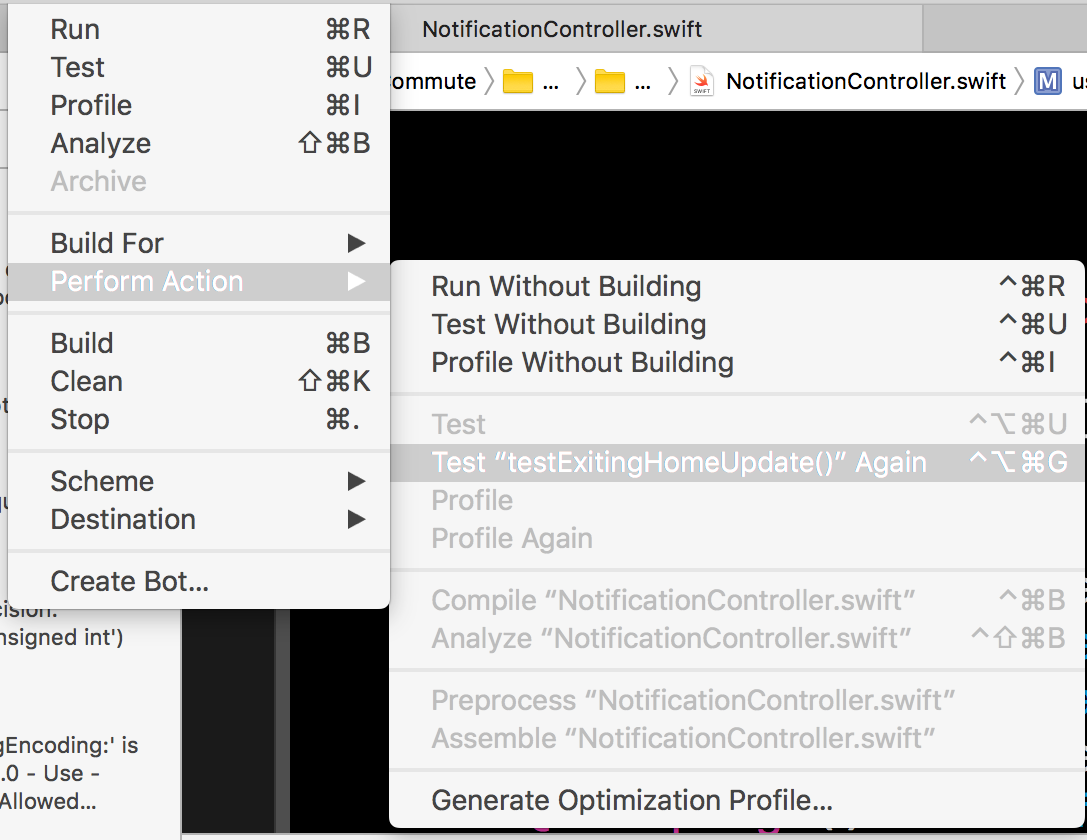 Xcode pro-tip: run last test again | by stephen | Medium