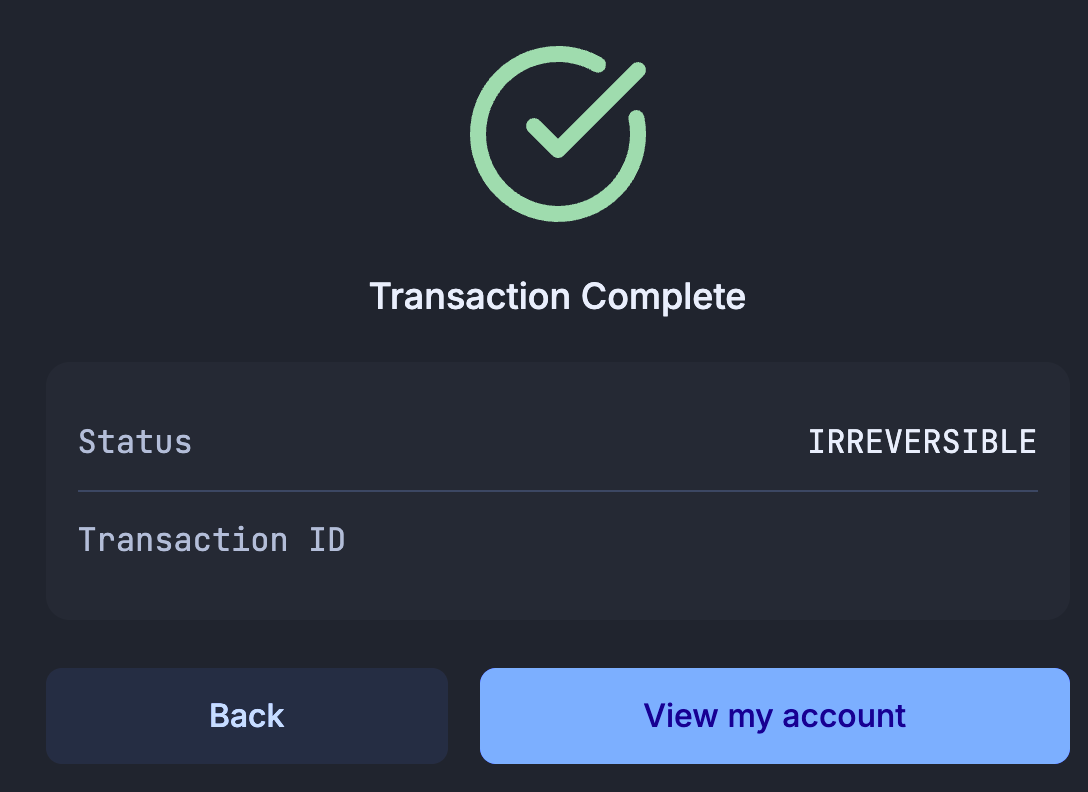 tx confermata in Unicove.
