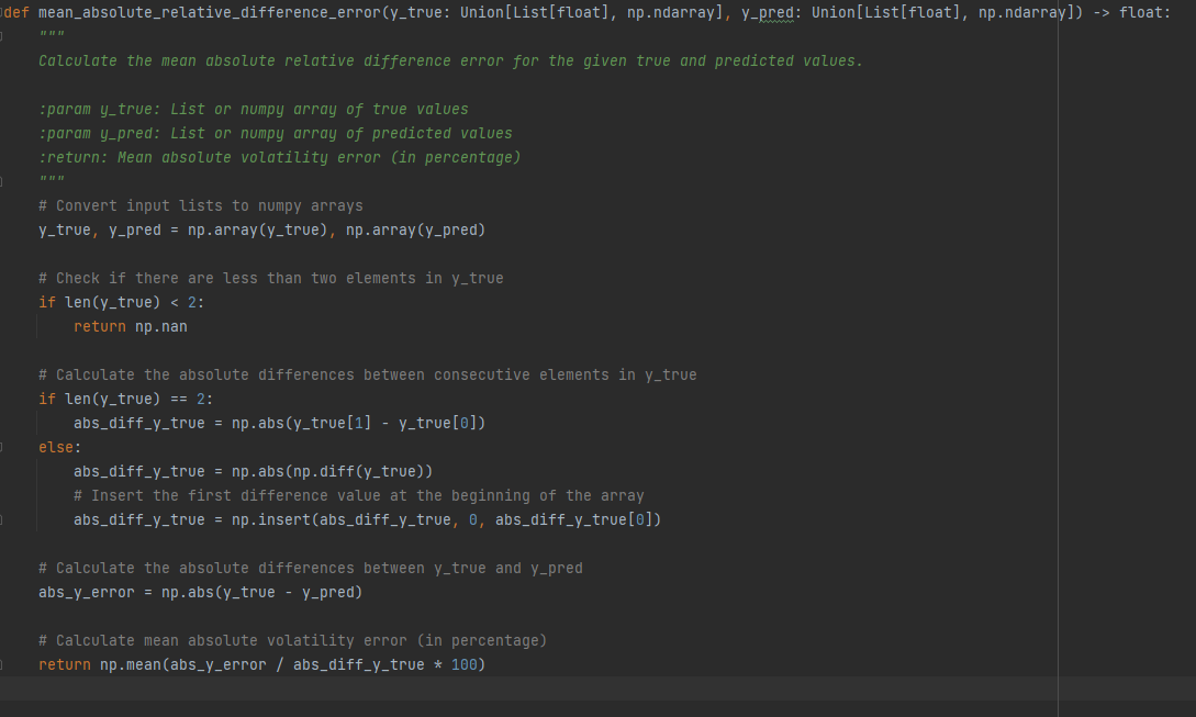Mean absolute relative difference error marde metric for improved