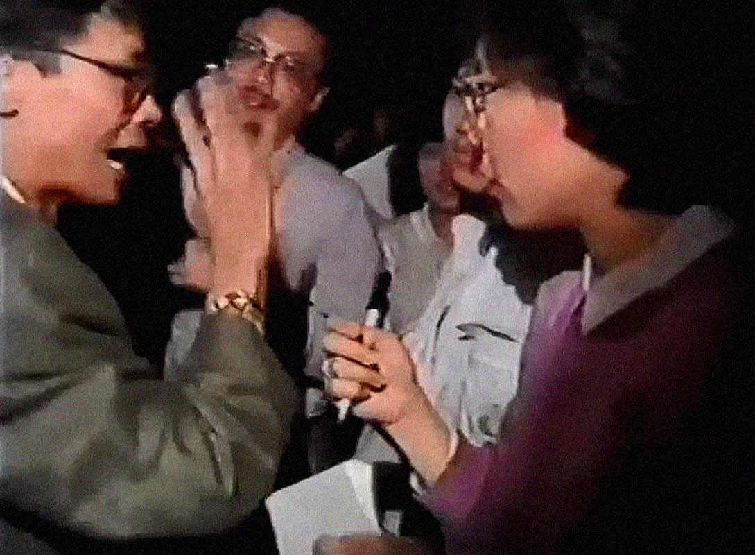 1989年5月4日 無線新聞,黃毓民發言被腰斬,在台下向記者表達不滿。