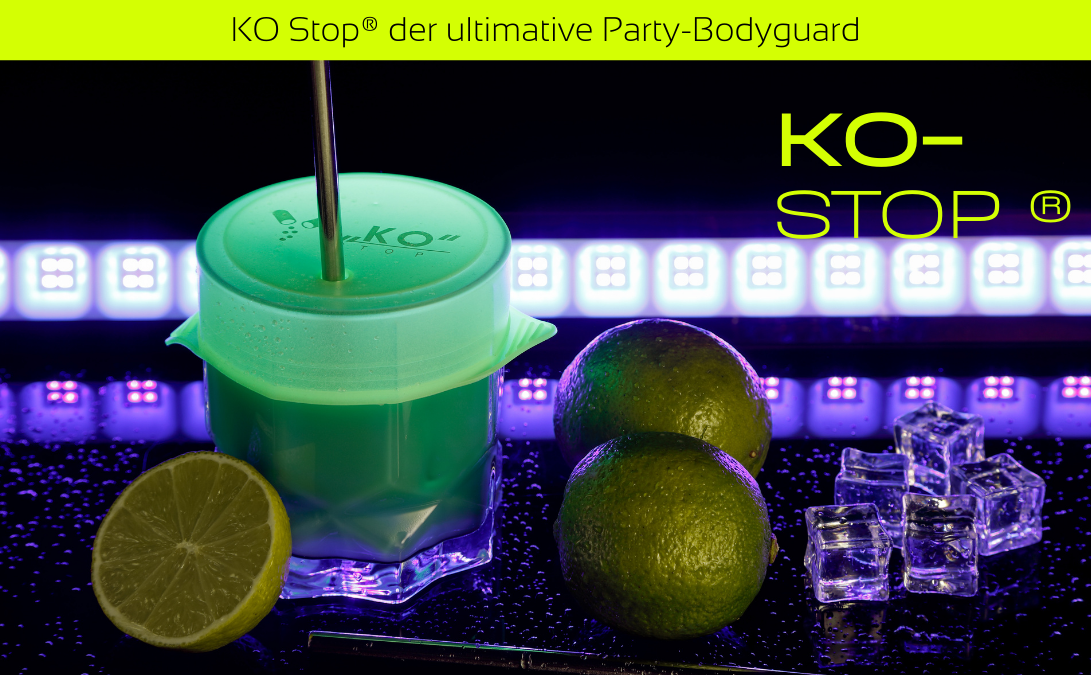Ko Stop® Deutschlands erster leuchtender Getränkeschutz gegen K.o-Tropfen !