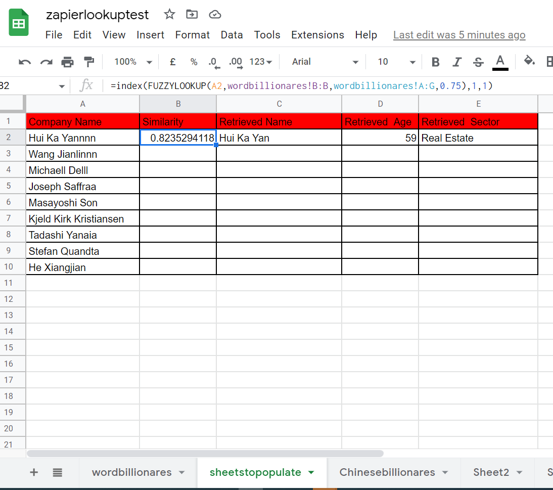 Google sheets formula on Zapier using fuzzy lookup for sheets by Bena Brin Medium