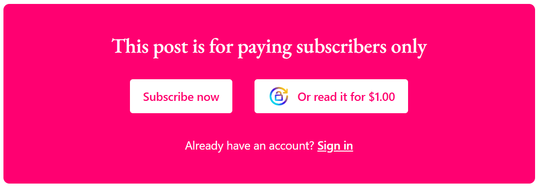 Paywall with both subscribe and pay-per-article option; Source: Rascal