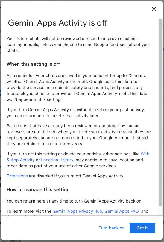 Google Gemini Apps Activity
