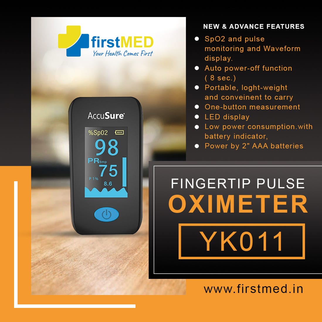 Accusure Pulse Oximeter YK011 Firstmed Medium