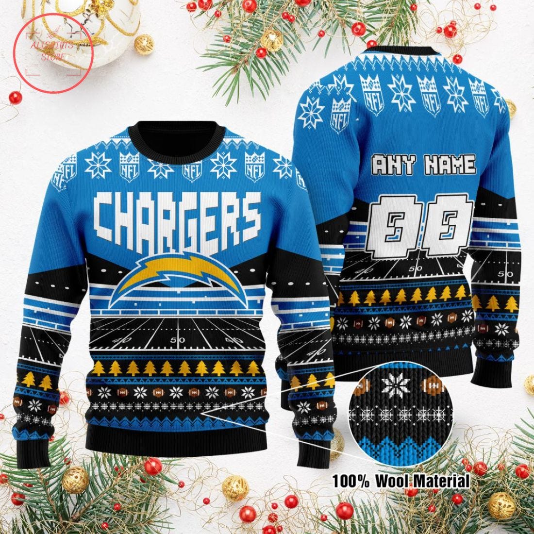 Chargers ugly christmas outlet sweater