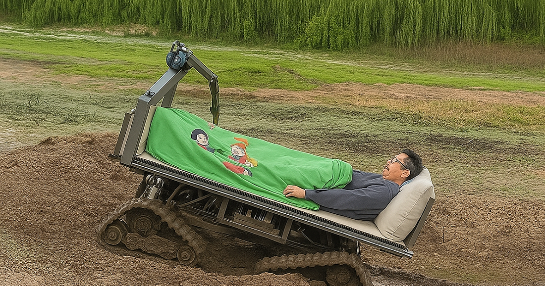 Chinese Man Builds Motorized Bed on Wheels so He Never Has to Leave It
