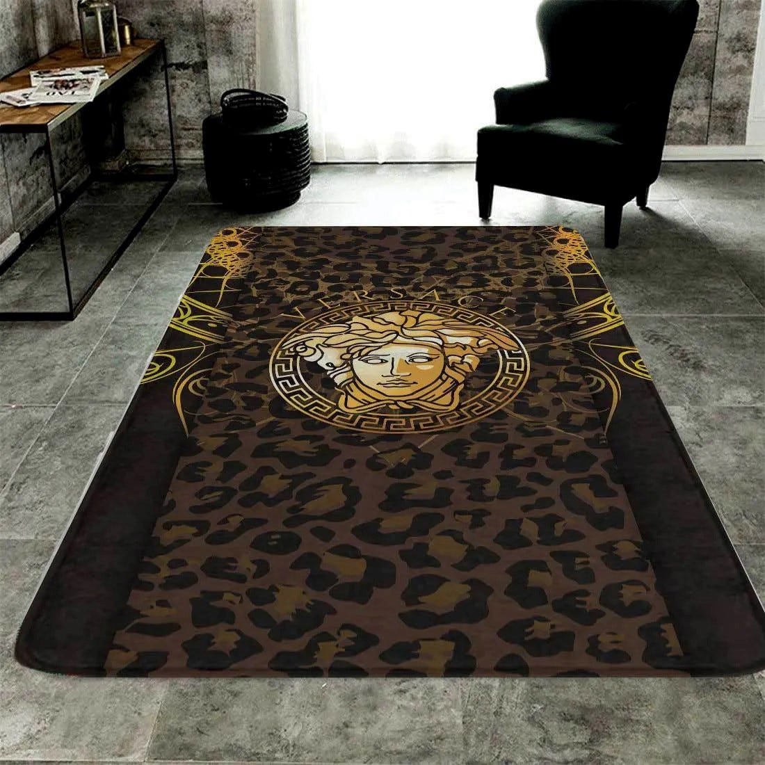 Louis Vuitton Logo Gold Living Room Area Carpet Living Room Rugs