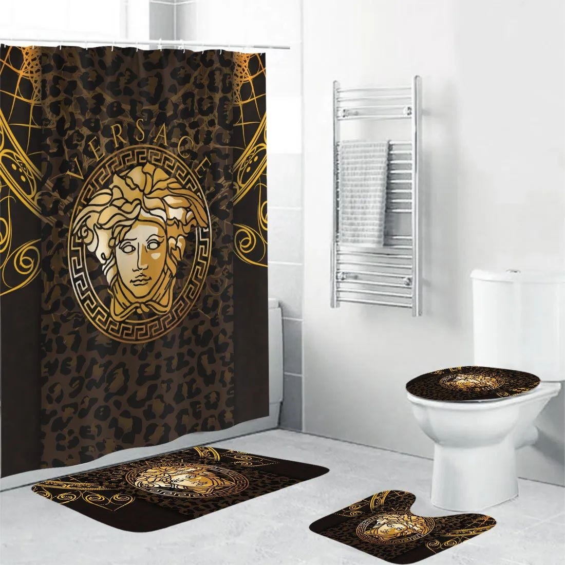Versace Brown Medusa Bathroom Set Home Decor Luxury Fashion Brand