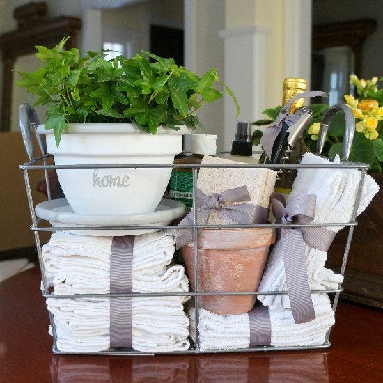 House warming gift basket. Cleaning supplies. House supplies