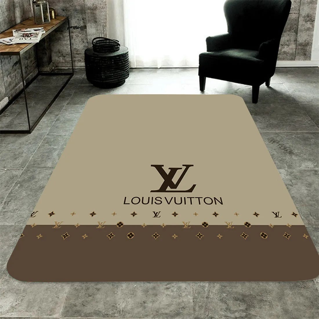 Brown Louis Vuitton Supreme Fashion Rug Home Decor - Storealimie - Medium