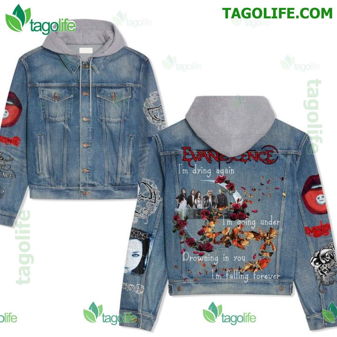 Denim jacket with online hoodie underneath