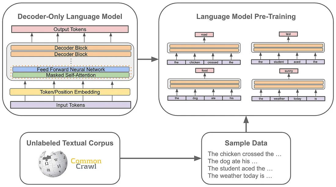 The language model pre-training process