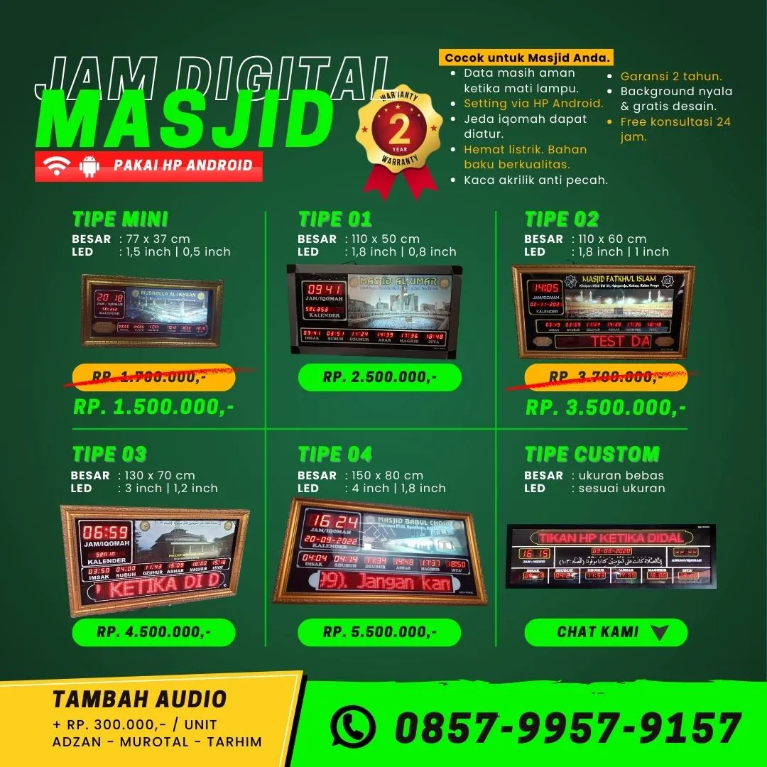 Harga Jam Digital Masjid di Gorontalo