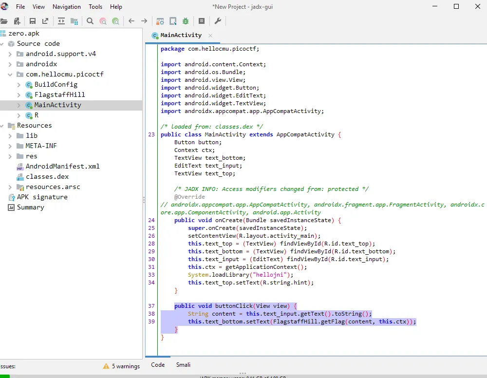MainActivity reversed code