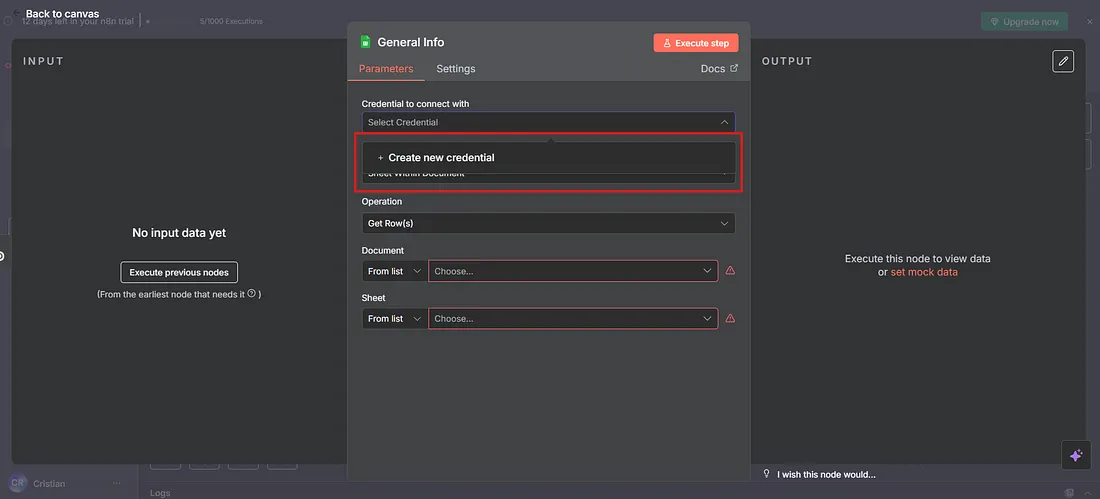 Configuración de credenciales de Google Sheets en n8n
