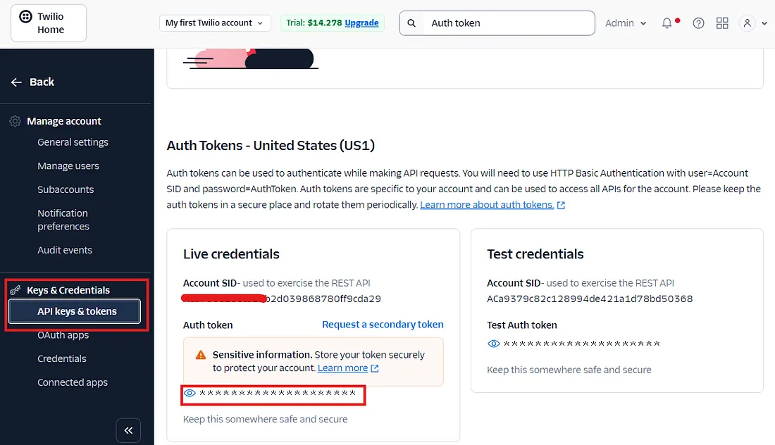 Token de autenticación en Twilio