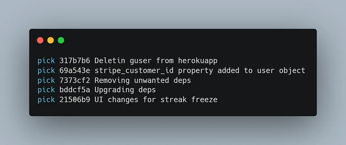 git rebase -i HEAD~5