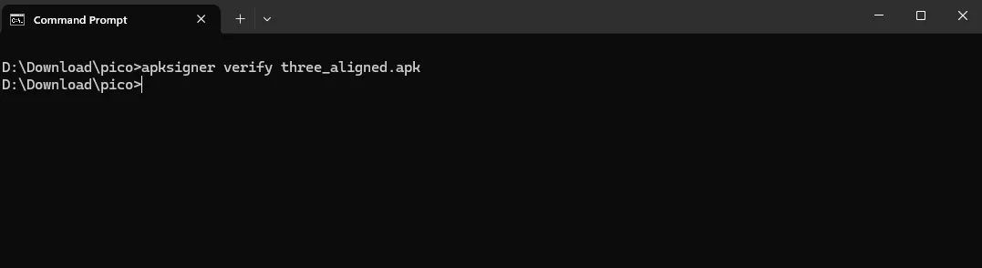 cmd apksigner verify
