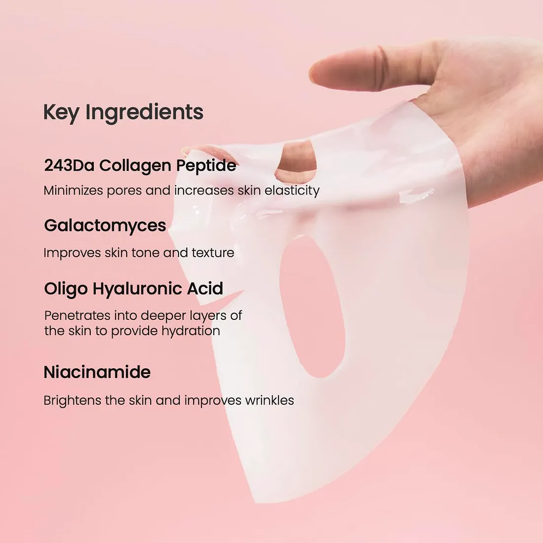 Biodance Bio-Collagen Mask ingredients, collagen peptide, probiotics, niacinamide