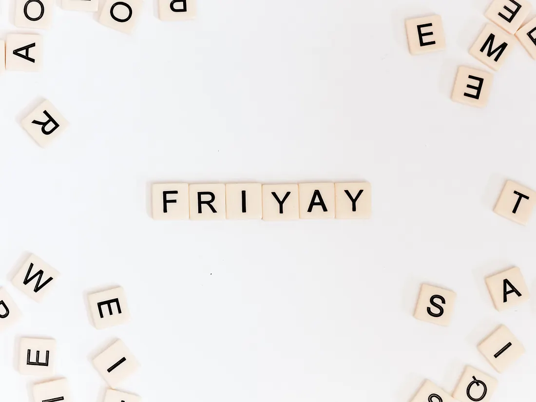 Friyay scrabble letters on a clean white background