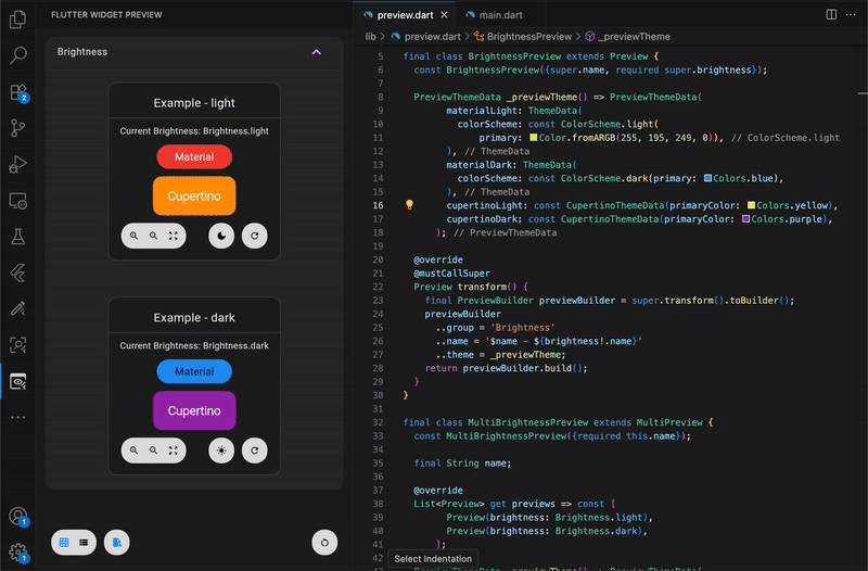 Widget Previews animation