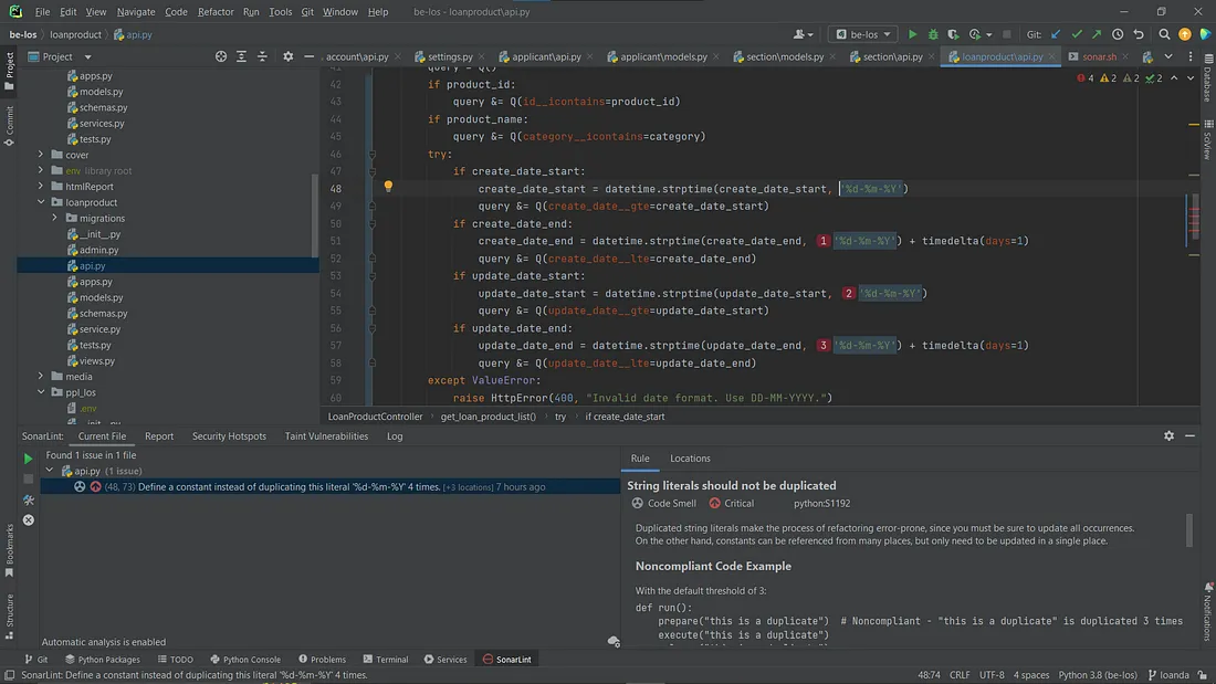 Analisis code smell secara realtime menggunakan SonarLint