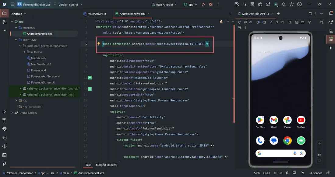 Adding INTERNET permission
