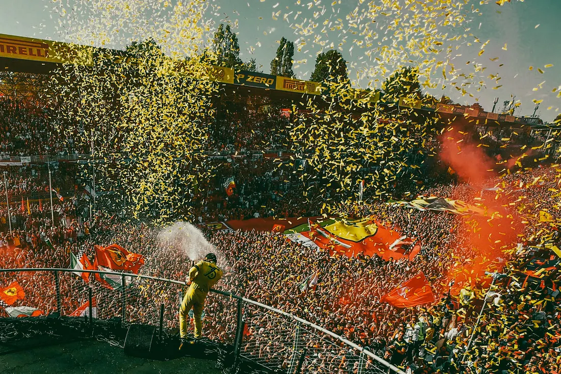 Charles Leclerc racing at Monza 2019