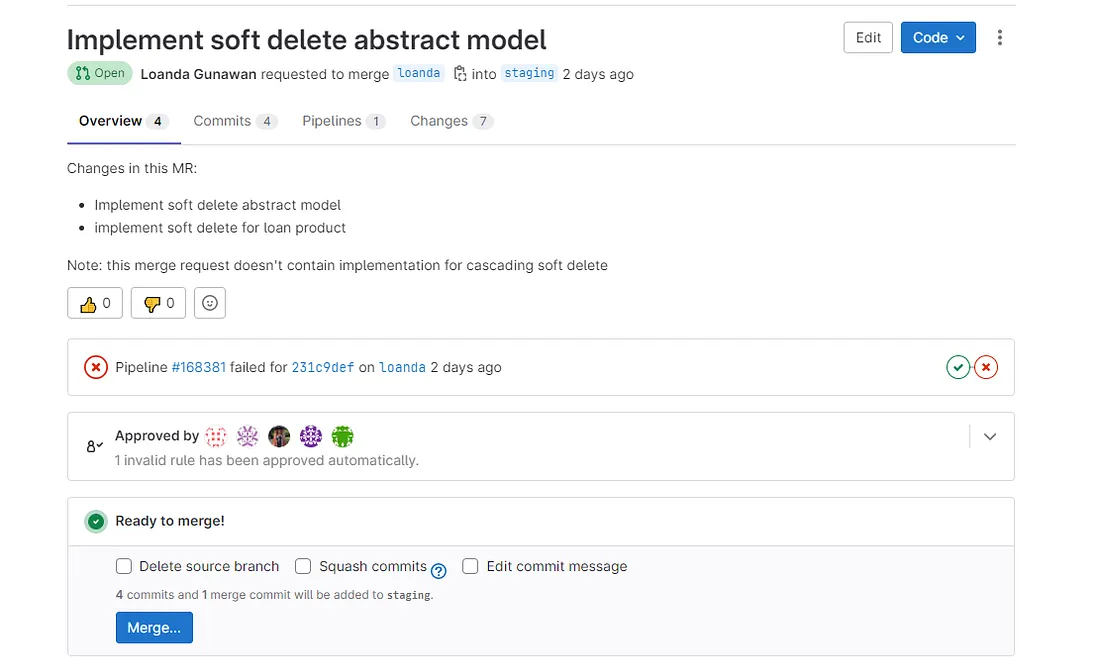 Penerapan merge request