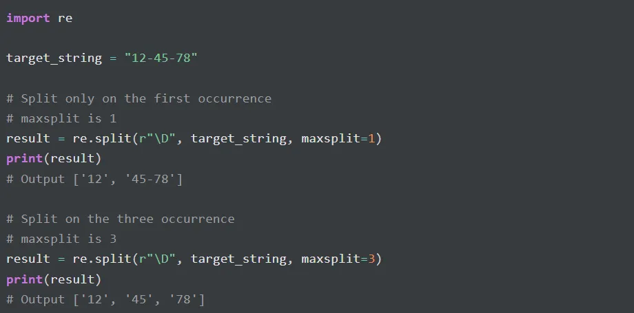 Example of Using Alternation Splitting String on Python RegEx concept in Python programming language. Source: PYnative.com