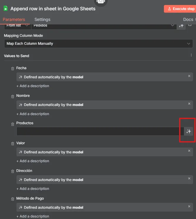 Configuración de parámetros en Google Gemini Chat Model en n8n