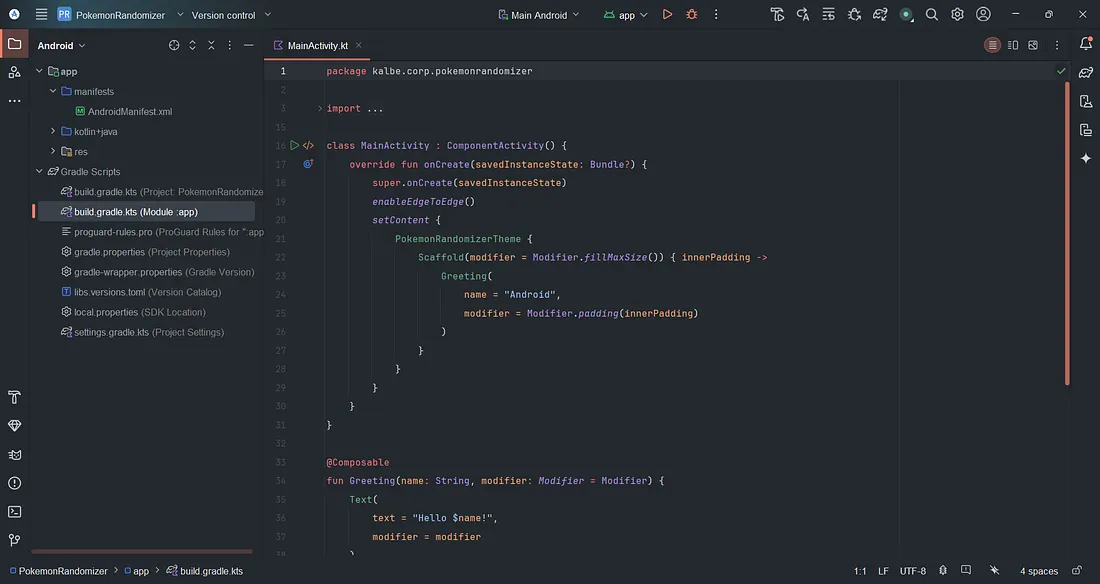 Opening build.gradle.kts from the app