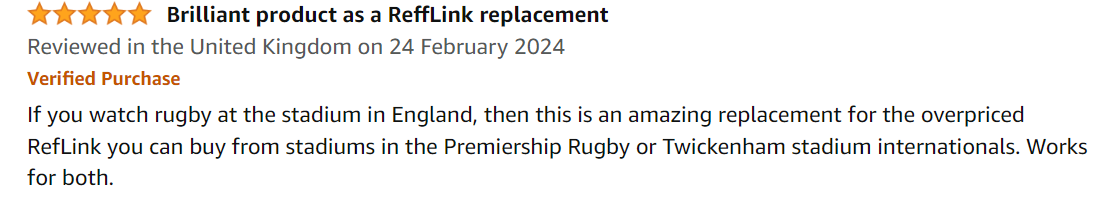 Premiership Rugby Reflink Frequencies