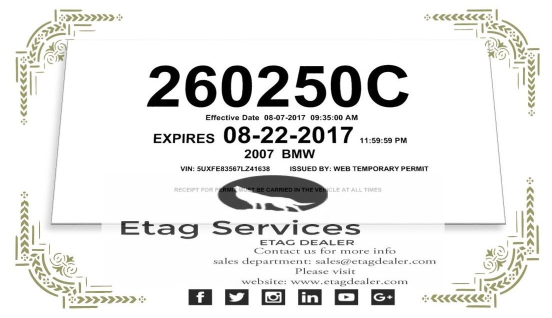 15 days or 30 days temporary tags allows you to move any vehicle from any state. by Etag