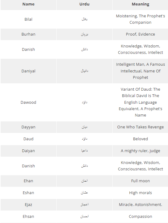 Muslim Boys Names In Urdu