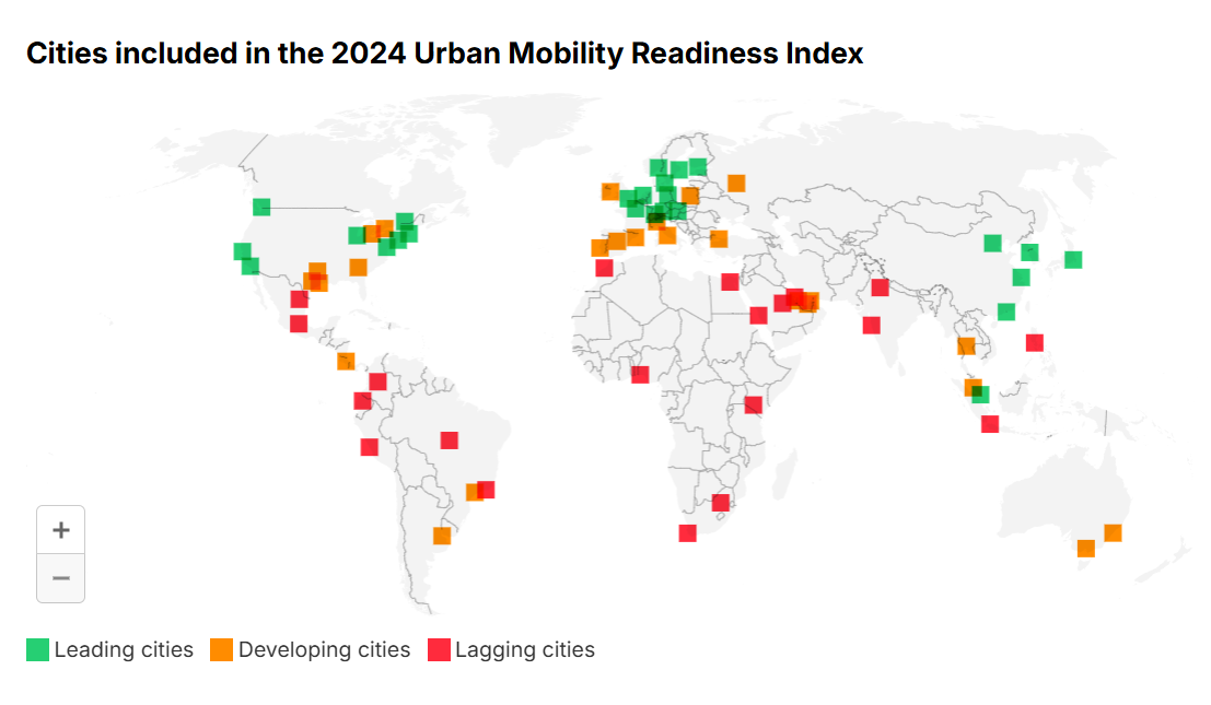 El índice mide la capacidad de mejorar la movilidad de las ciudades con innovación tecnológica