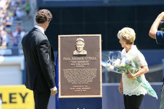 Yankees honor Paul O'Neill with Monument Park plaque