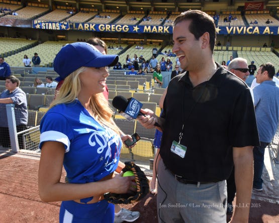 Charlotte McKinney hits a home run at Dodgers' Hollywood Stars