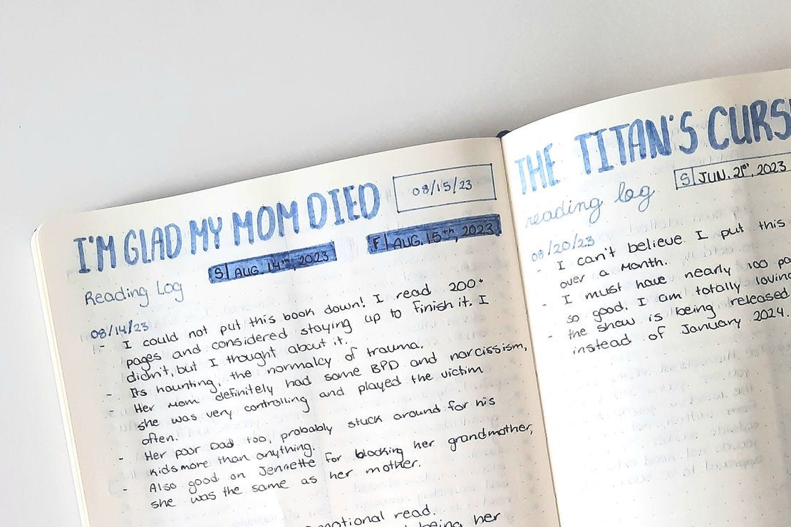 Reading Log Journal For Adults